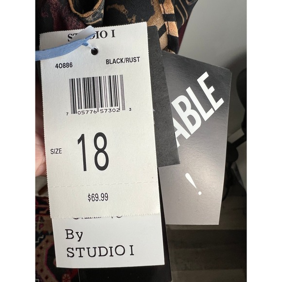 NWT‎ STUDIO I Women's Size 18 Patchwork Print Long Sleeve Button Up Shirt Top - Picture 12 of 13